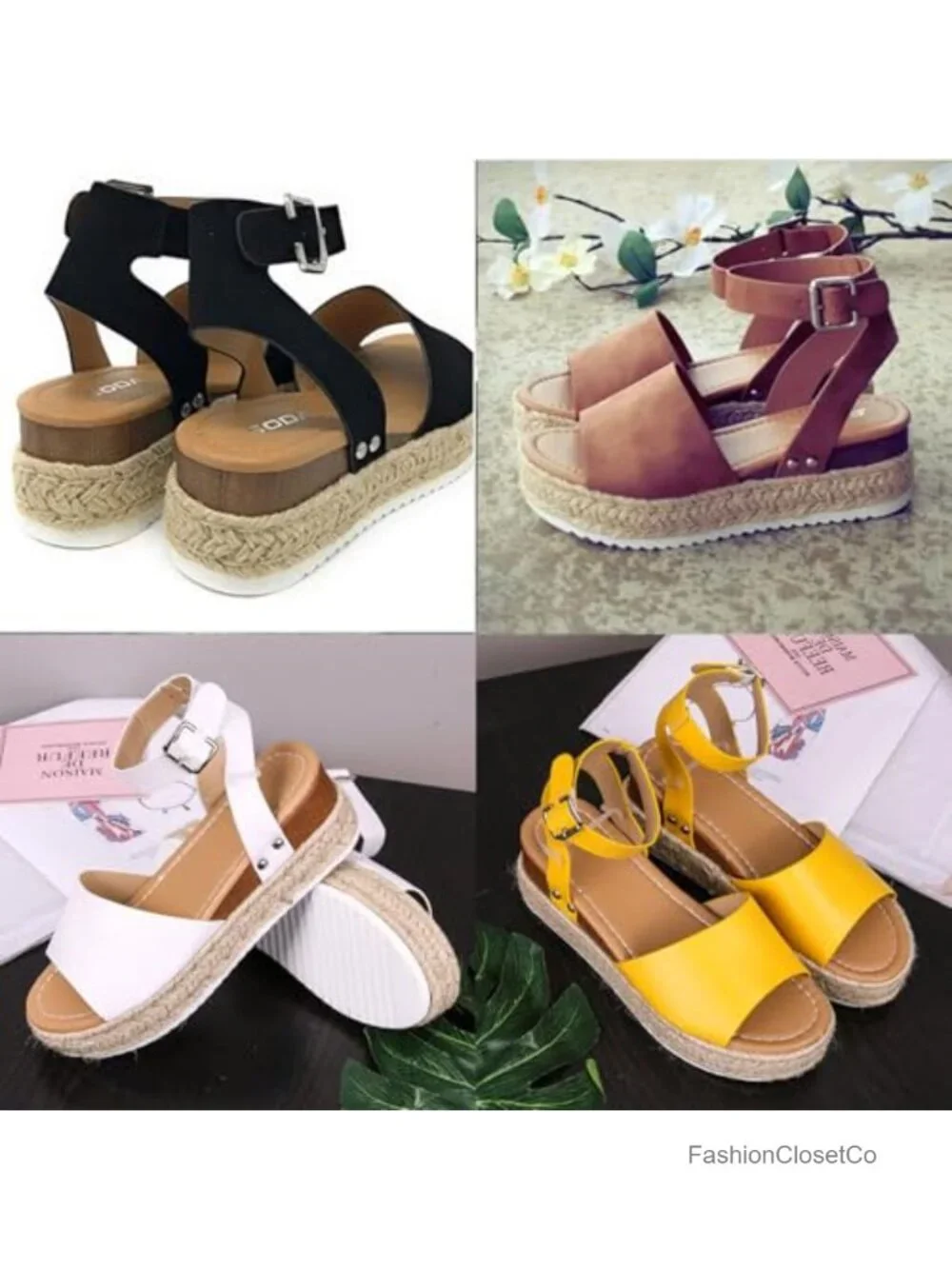 Women's Open Toe Ankle Strap Espadrilles Wedge Sandals Platform Summer